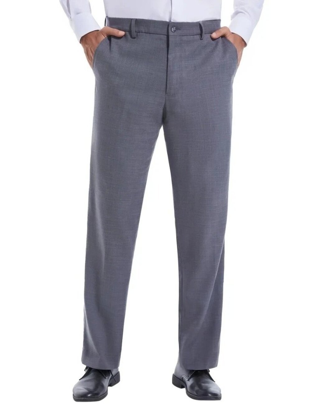 Duchamp Men's 32x29 Slim Fit Gray Dress Pants With Stretch Waistband F1021